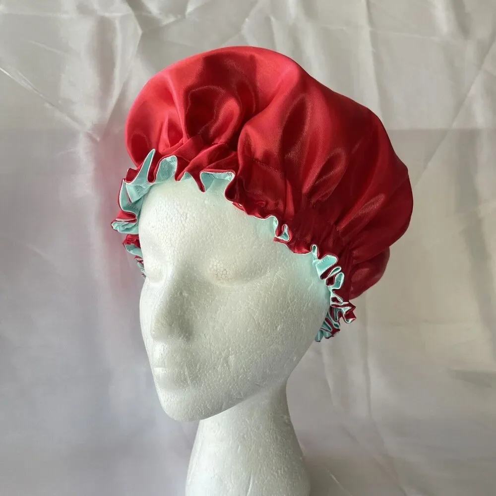 Large Satin bonnet for Curly Hair, Double Layer Reversible Silk Hair Sleep Cap